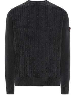 Peuterey Cable-Knit Cotton Sweater - Black