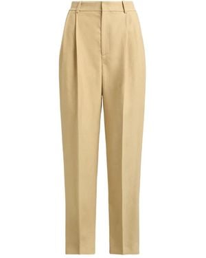 Polo Ralph Lauren Pleated Tapered Hemp Trousers - Natural