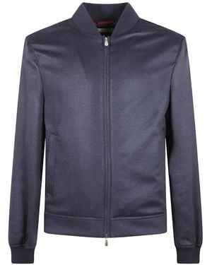 Brunello Cucinelli Cashmere Flannel Bomber Jacket - Blue