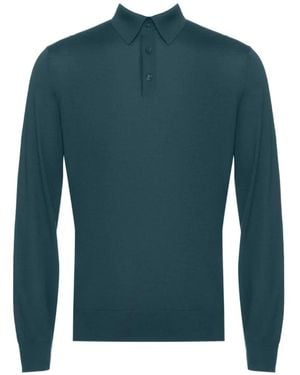 ZEGNA Buttoned Knitted Polo Shirt - Blue
