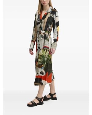 Desigual Belted Print Shirt Dress - White
