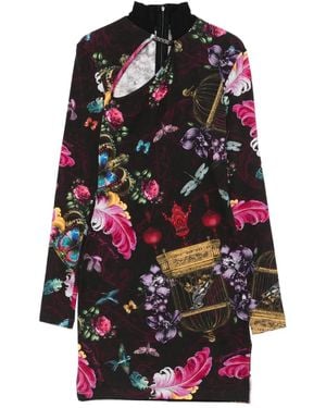 Versace Jeans Couture Floral-Print Mini Dress - Black