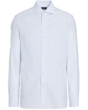ZEGNA Micro-Checked Cotton Shirt - White