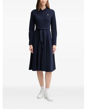 Lacoste Robe Mi-Longue Boutonnée À Taille Ceinturée - Blue