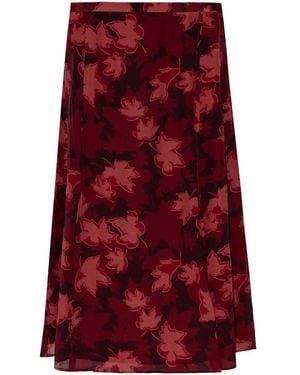Maison Kitsuné Falda Midi Con Hojas Estampadas - Rojo