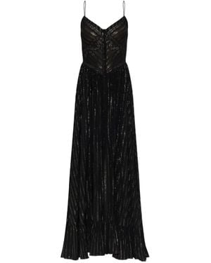 Self-Portrait Pleated Dress With Lurex Thread - Black