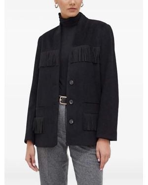 Notes Du Nord Veste Boutonnée À Franges - Bleu