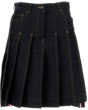 Thom Browne Pleated Asymmetric-Hem Mini Skirt - Black