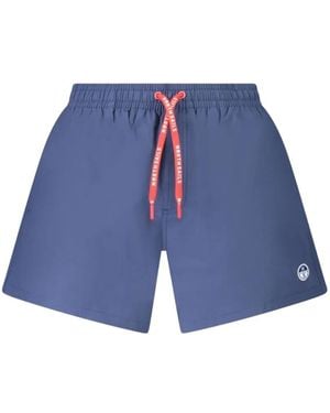 North Sails Logo-Patch Drawstring Swim Shorts - Blue