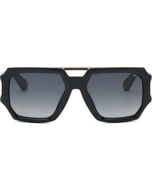 Philipp Plein Brave-Tone Detailing Geometric Sunglasses - Black