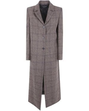 DR. HOPE Check Single-Breasted Coat - Grey