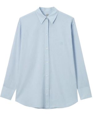 TOTEME Embroidered-Logo Button-Up Shirt - Blue