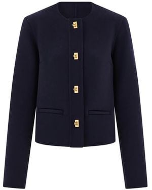Ferragamo Boxy Jacket With Gancini Buttons - Blue