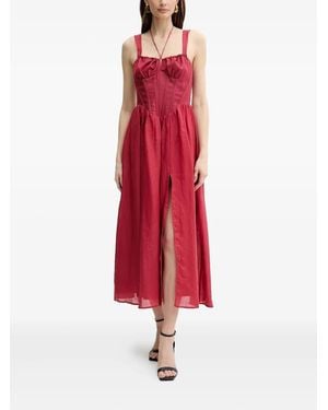 Bardot Corset-Detail Dress - Red