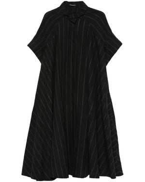 Rundholz Striped Short-Sleeve Midi Dress - Black