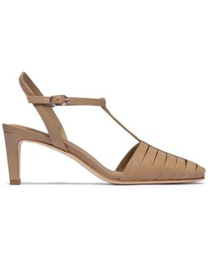 Bernardo Peoria T-Strap Square-Toe Pumps - Natural
