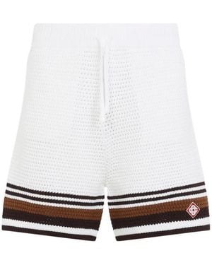 CASABLANCA Cotton Striped Bermuda Shorts - White