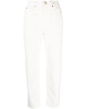 Twinset Embroidered-Logo Straight-Leg Denim Trousers - White