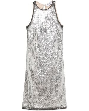 The Attico Sleeveless Mini Dress With Sequined Elegance - Grey