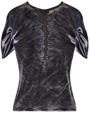 Giorgio Armani Sheer-Panel Top - Black
