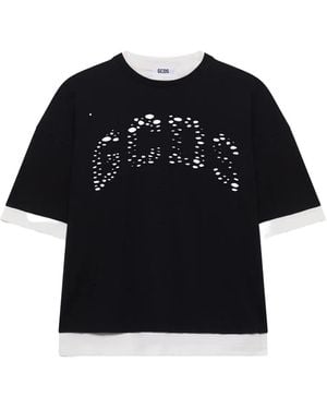 Gcds Perforated Layered T-Shirt - Black