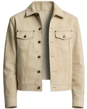 DSquared² Buttoned Leather Jacket - Natural