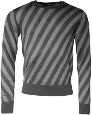 Dolce & Gabbana Pullover Mit Diagonalen Streifen - Grau