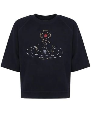 Vivienne Westwood Orb-Embroidered Raglan-Sleeve T-Shirt - Blue