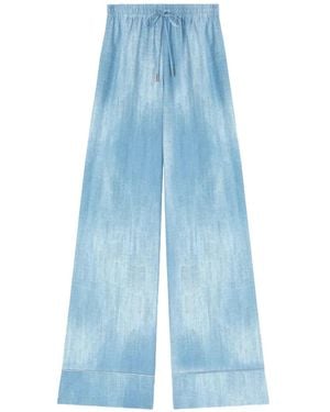 Ermanno Scervino Drawstring jeans print palazzo pants - Blau