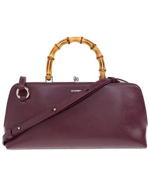 Jil Sander Bamboo-Handle Leather Tote Bag - Purple