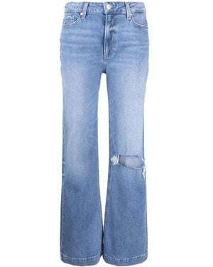 PAIGE Distressed Straight-Line Jeans - Blue