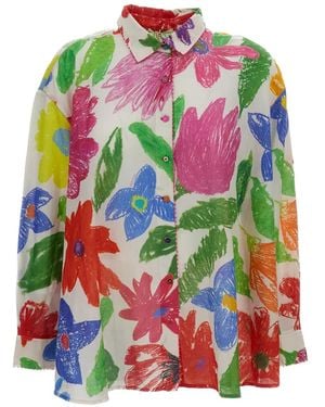 Péro Floral-Print Organza Shirt - White