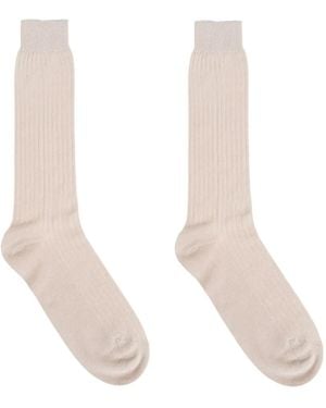 Eleventy Ribbed Socks - White