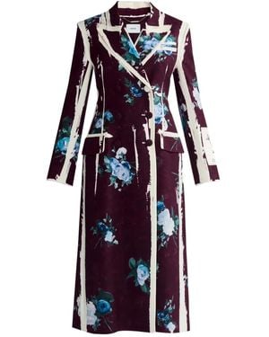Erdem フローラル ストライプ コート - ホワイト