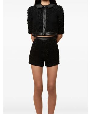 Contessa Mills Blair Leather-Trim Shorts - Black
