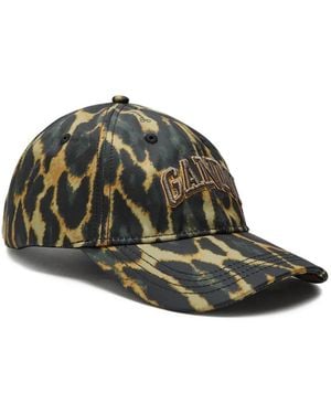 Ganni Logo Print Cap - Green