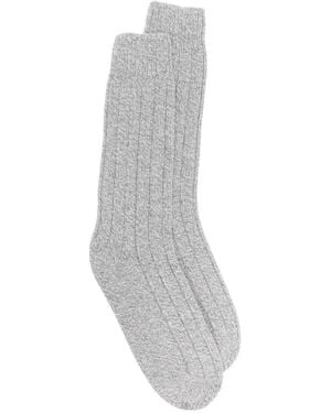 Eleventy Ribbed-Knit Melange Socks - Gray