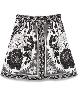 FARM Rio Flower Leopard Mini Skirt - Black