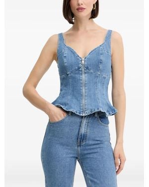 Guess Zip-Fastening Peplum Top - Blue