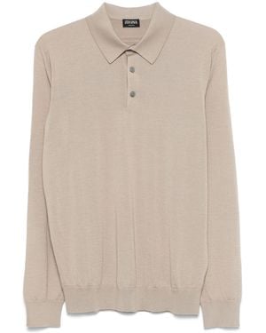 ZEGNA Fine-Knit Polo Shirt - Natural