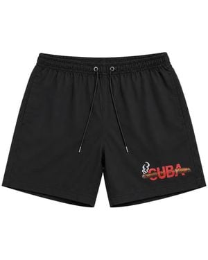 Melt Graphic-Print Drawstring Swim Shorts - Black