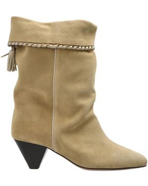 Isabel Marant Dalby Braided-Detail Pointed-Toe Boots - Natural