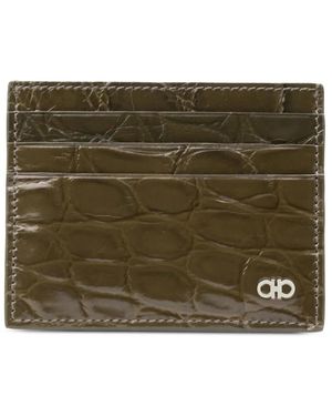 Ferragamo Gancini Alligator-Leather Cardholder - Natural