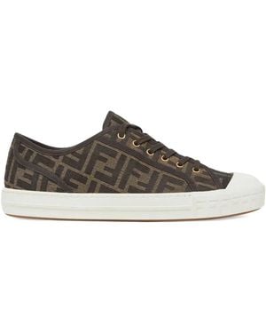 Fendi Baskets Domino À Logo Jacquard - Marron