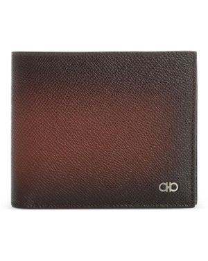 Ferragamo Micro Grancio Faded Effect Grained Leather Bi-Fold Wallet - Brown