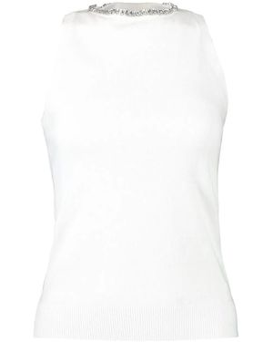 Minnie Rose Jewel-Neck Tank Top - White
