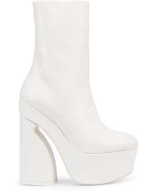 Giambattista Valli Platform Calf-high Leather Boots - White