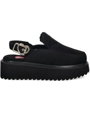 Love Moschino Mules Plateforme À Boucle Cœur - Black