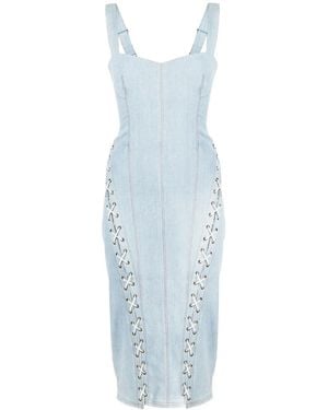 Fleur du Mal Lace-Up Denim Dress - Blue