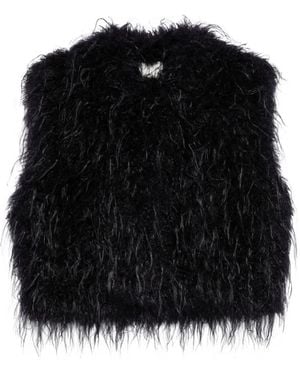 forte_forte Ärmellose Jacke Mit Federn - Schwarz